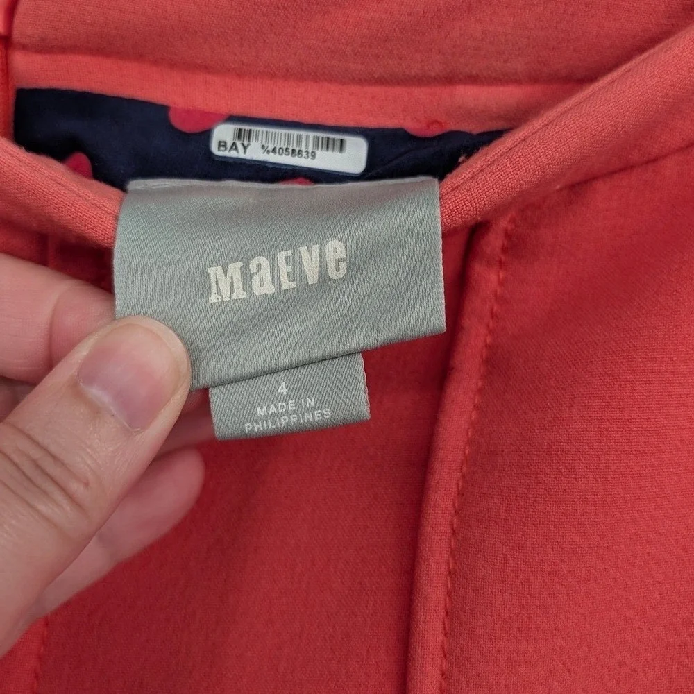 Anthropologie Maeve A-Line Mini Skirt Coral‎ Pink Pleated Pockets Women's Sz 4